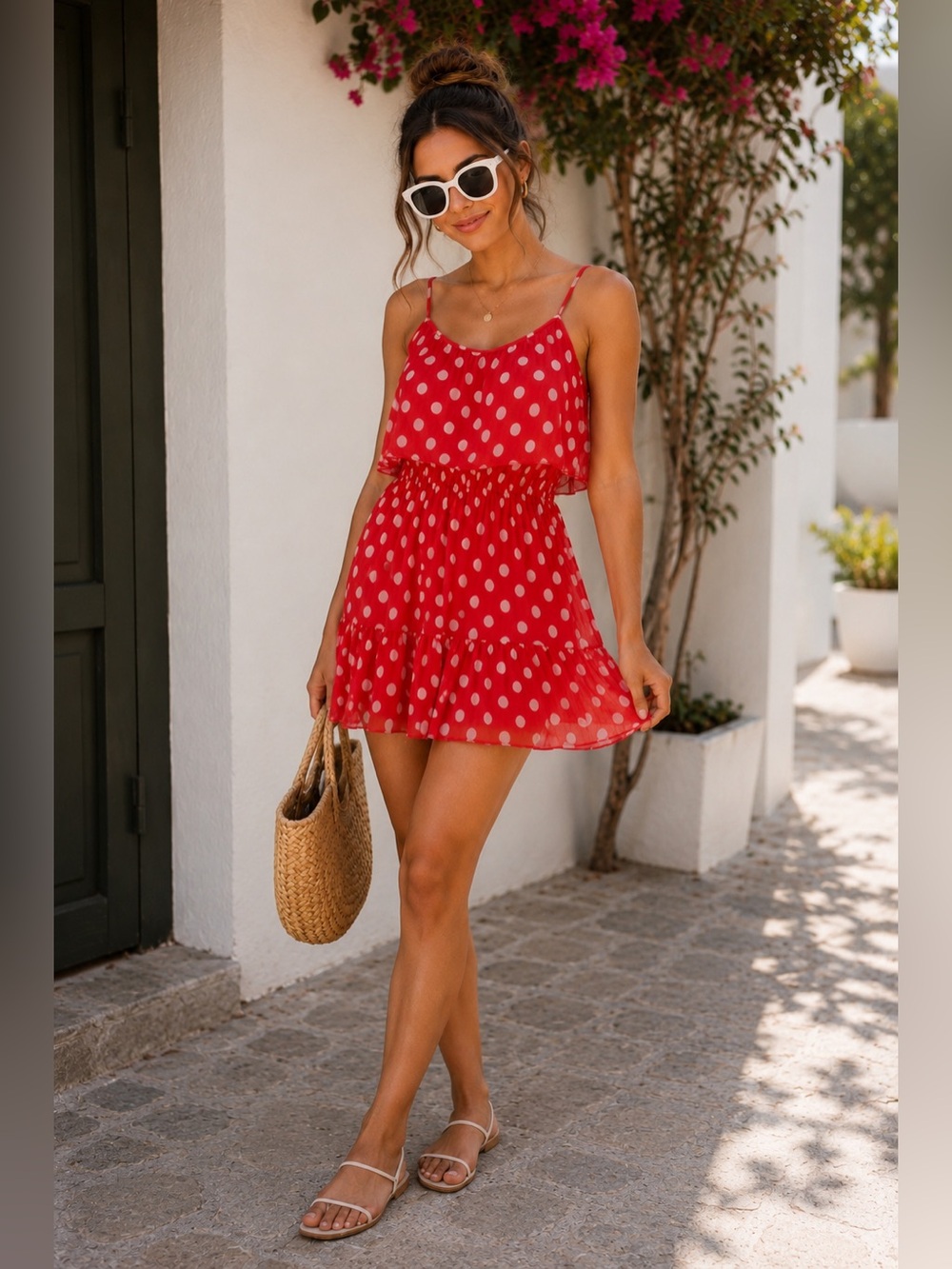 Forever 21 Mini Dress in Red and White Polka Dot Women’s Medium